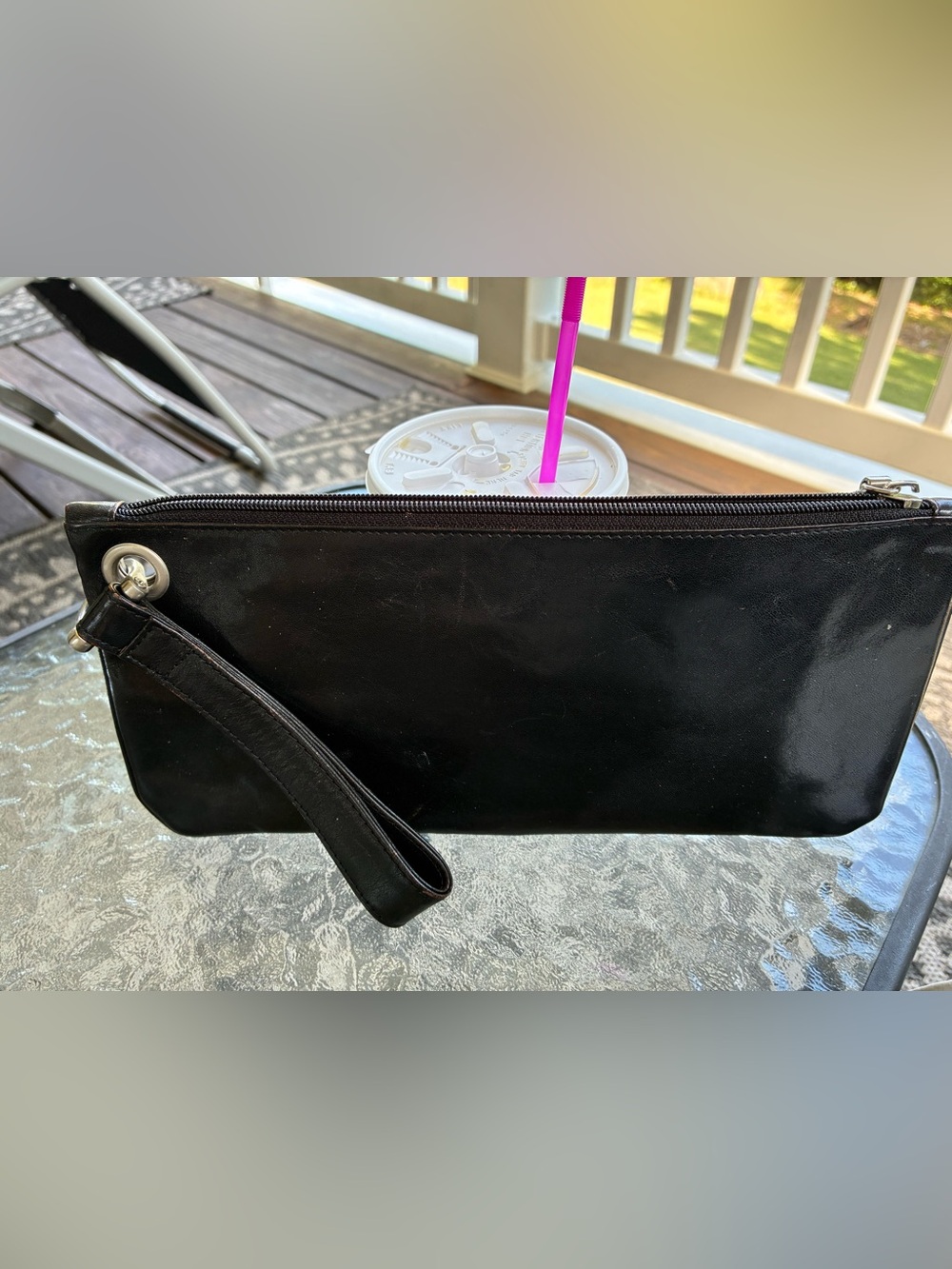 HOBO Black Leather Wristlet
